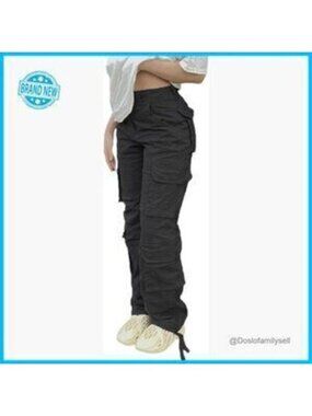 High Waisted Cargo Pants Y2K Baggy Wide Leg Streetwear Casual Pockets